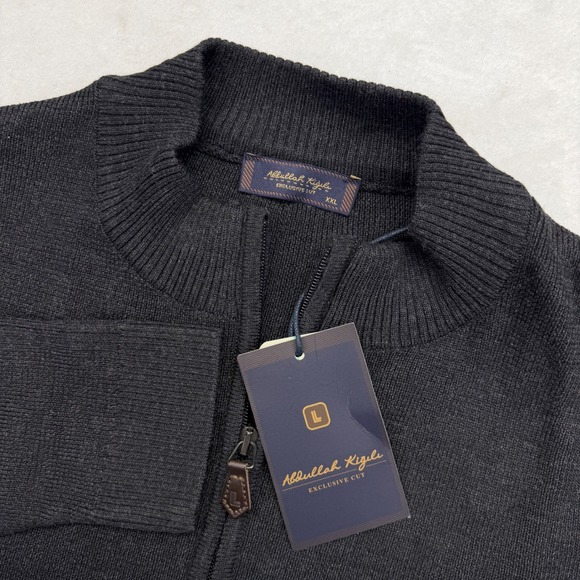 NEW Abdullah Kigili Exclusive Cut Full Zip Wool Blend Sweater Mens Slim Fit XXL - Picture 6 of 13